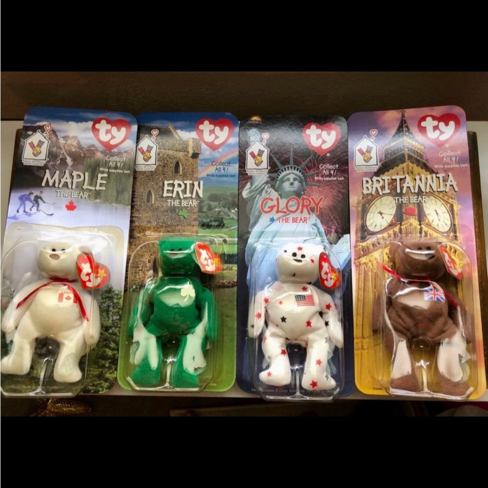 TY BEANIE BABIES MCDONALDS INTERNATIONAL BEARS SET OF (4) RARE VINTAGE